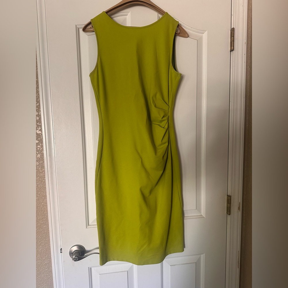 Kenneth Cole New York Green Ruched Sheath Midi Dress